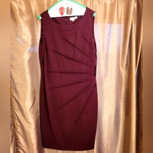 Calvin Klein Maroon Midi Sheath Dress